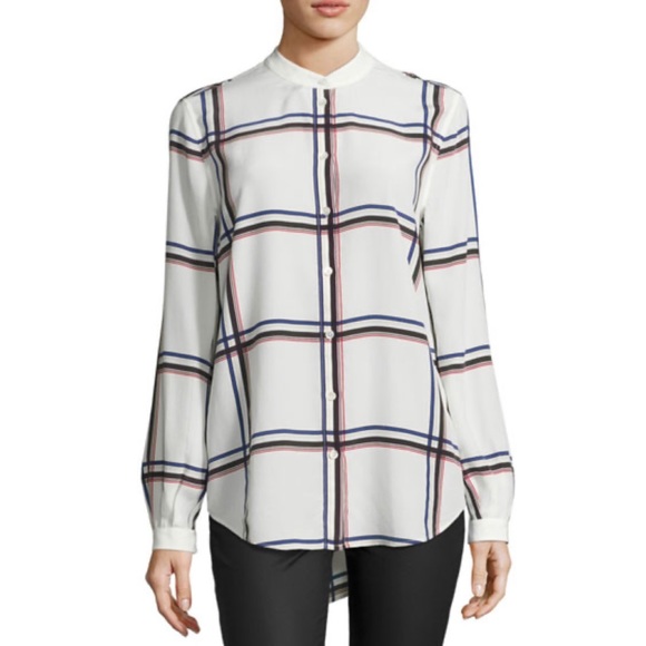 Equipment Tops - EQUIPMENT • Henri Plaid Silk Long Sleeve Button-Down Shirt, XS